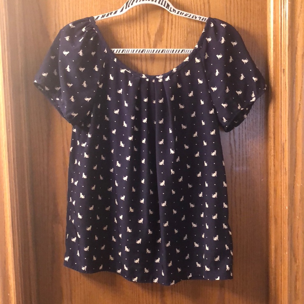 Navy cat shirt